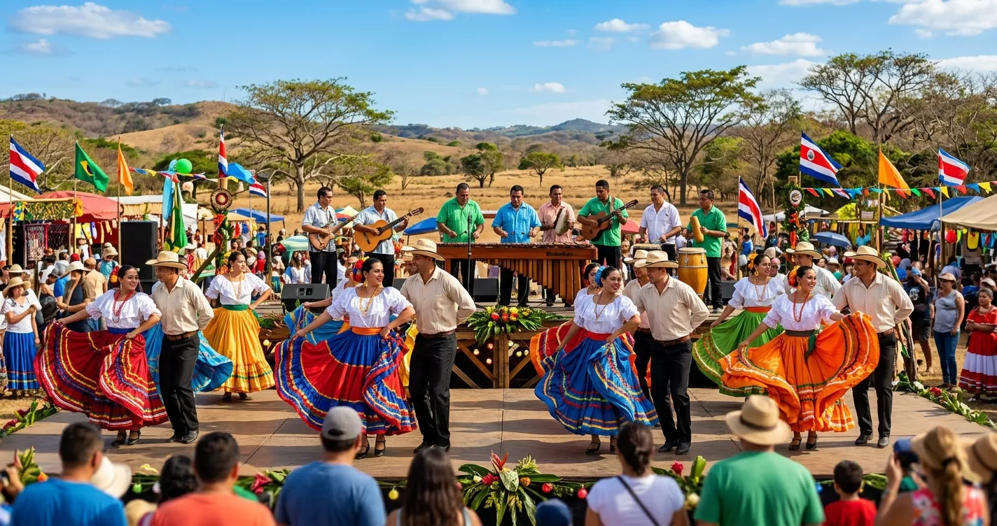 Celebracion del 25 de julio en Costa Rica con baile folclorico guanacasteco por la Anexion de Guanacaste