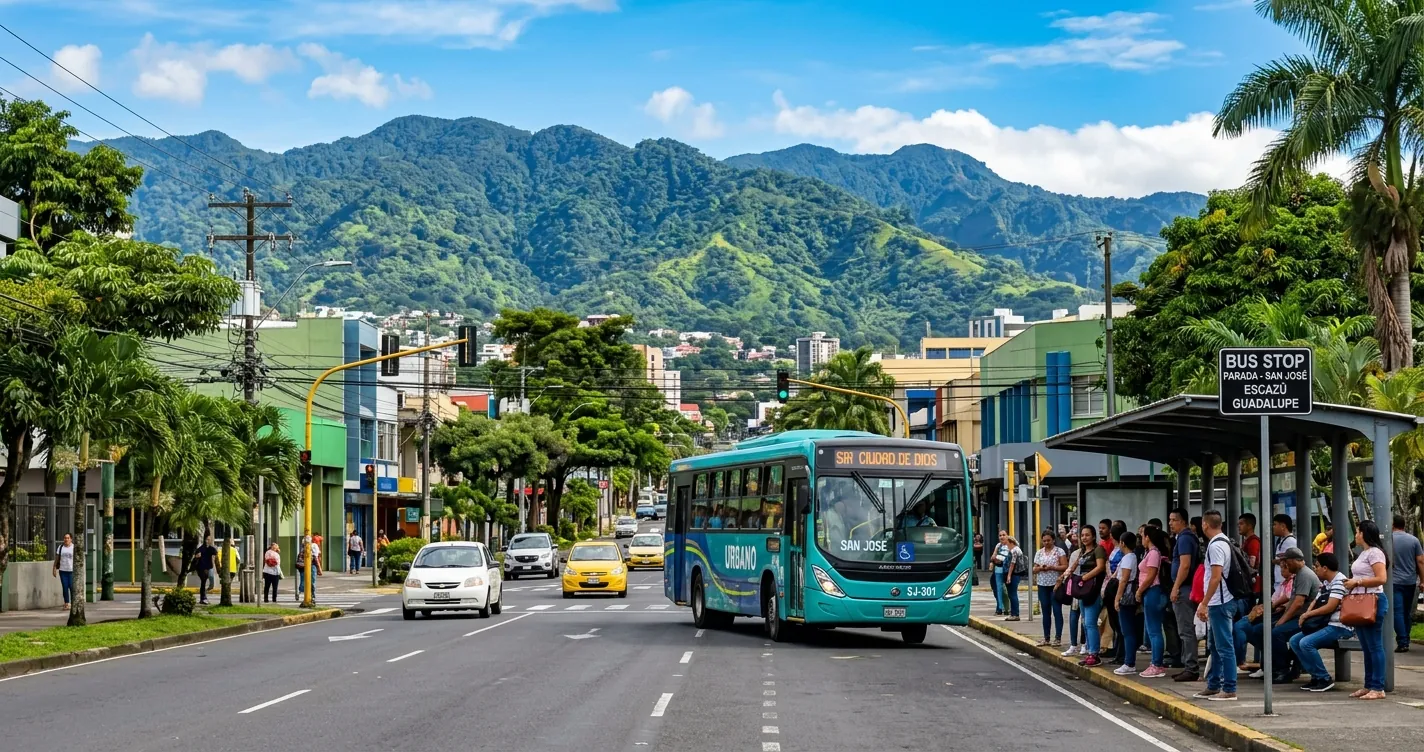 Transporte público en San José Costa Rica - bus urbano en avenida capitalina