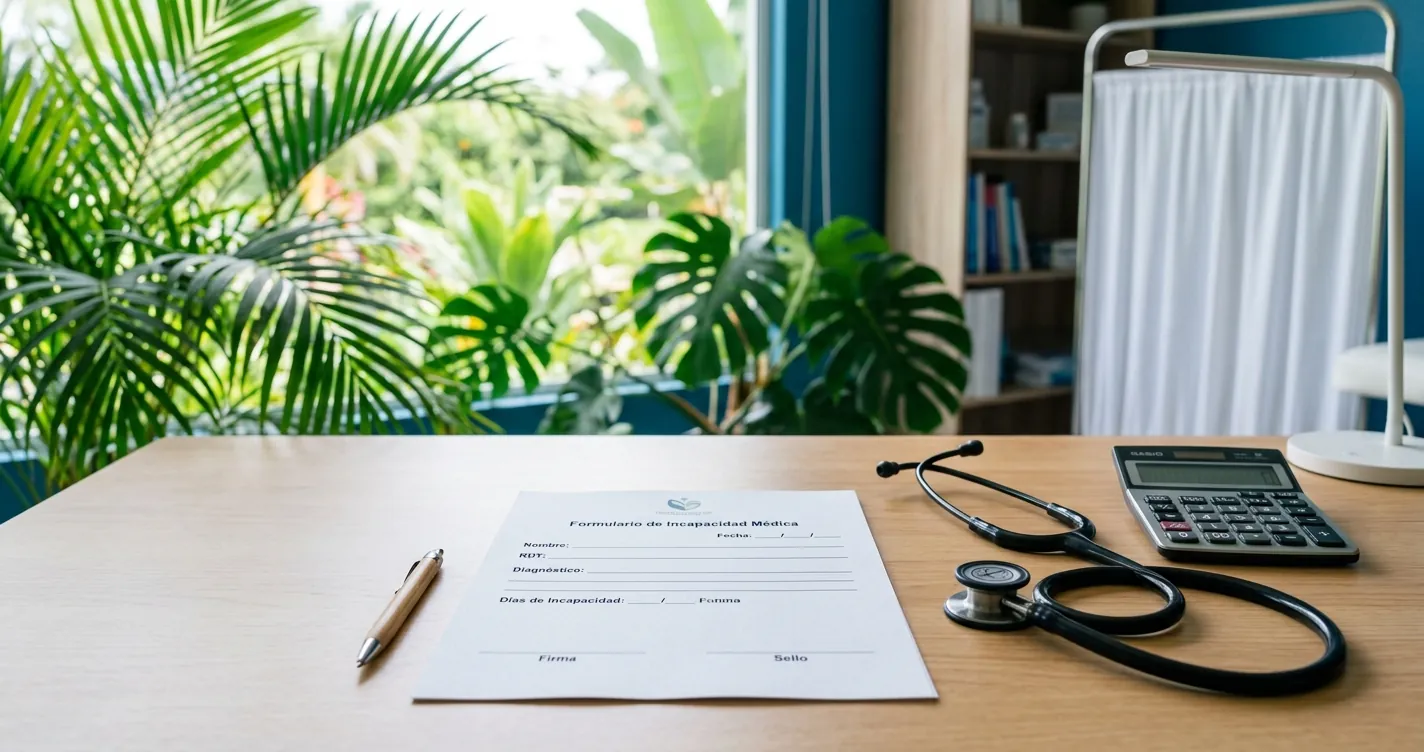 Incapacidad laboral en Costa Rica - boleta medica, estetoscopio y calculo del subsidio de la CCSS