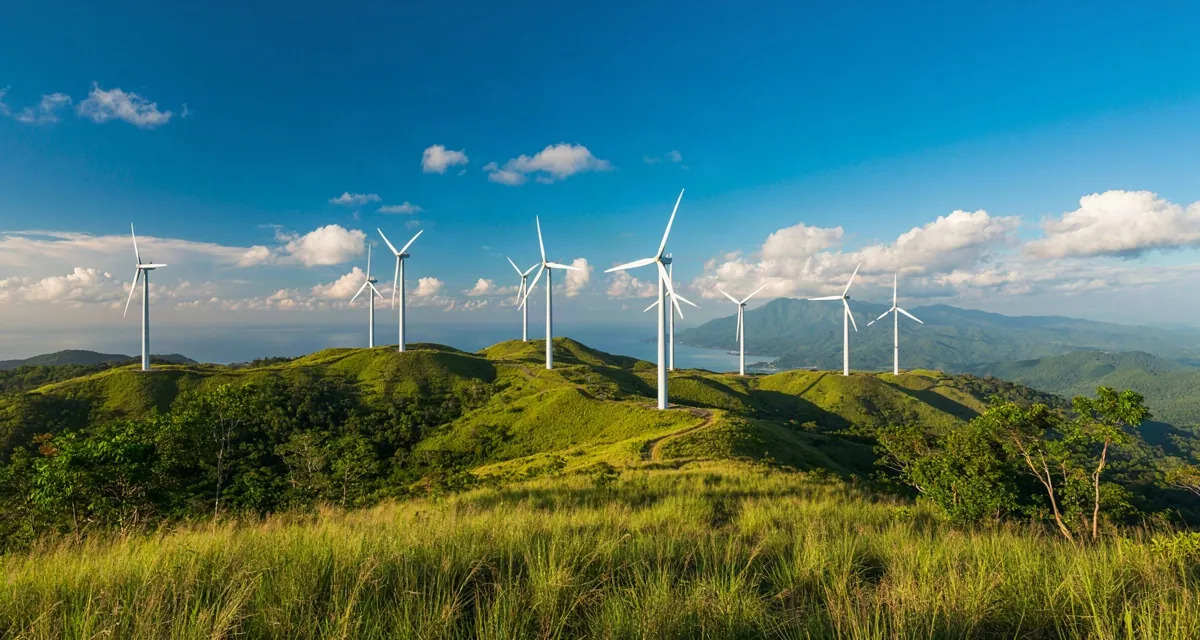 Eolicas en costa rica - Aerogeneradores del parque eólico de Tilarán sobre las lomas verdes de Guanacaste